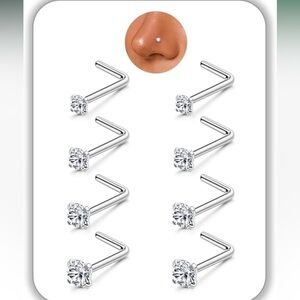 LoyalLook 8pc Silver Nose Studs 18 Gauge